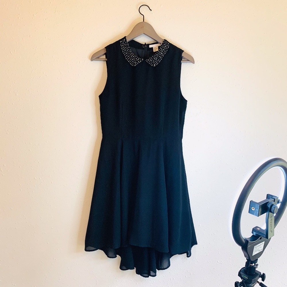 H&M Asymmetrical Cocktail Black Mini Dress/Sz:8